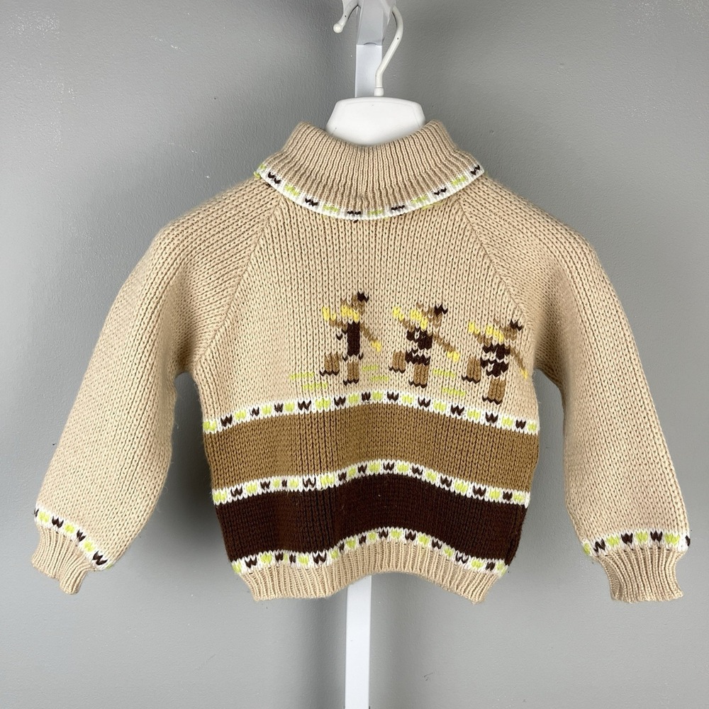 A‎ Little Angel Toddler Boys Turtleneck Vintage Sweater Raglan Sleeve Tan Brown